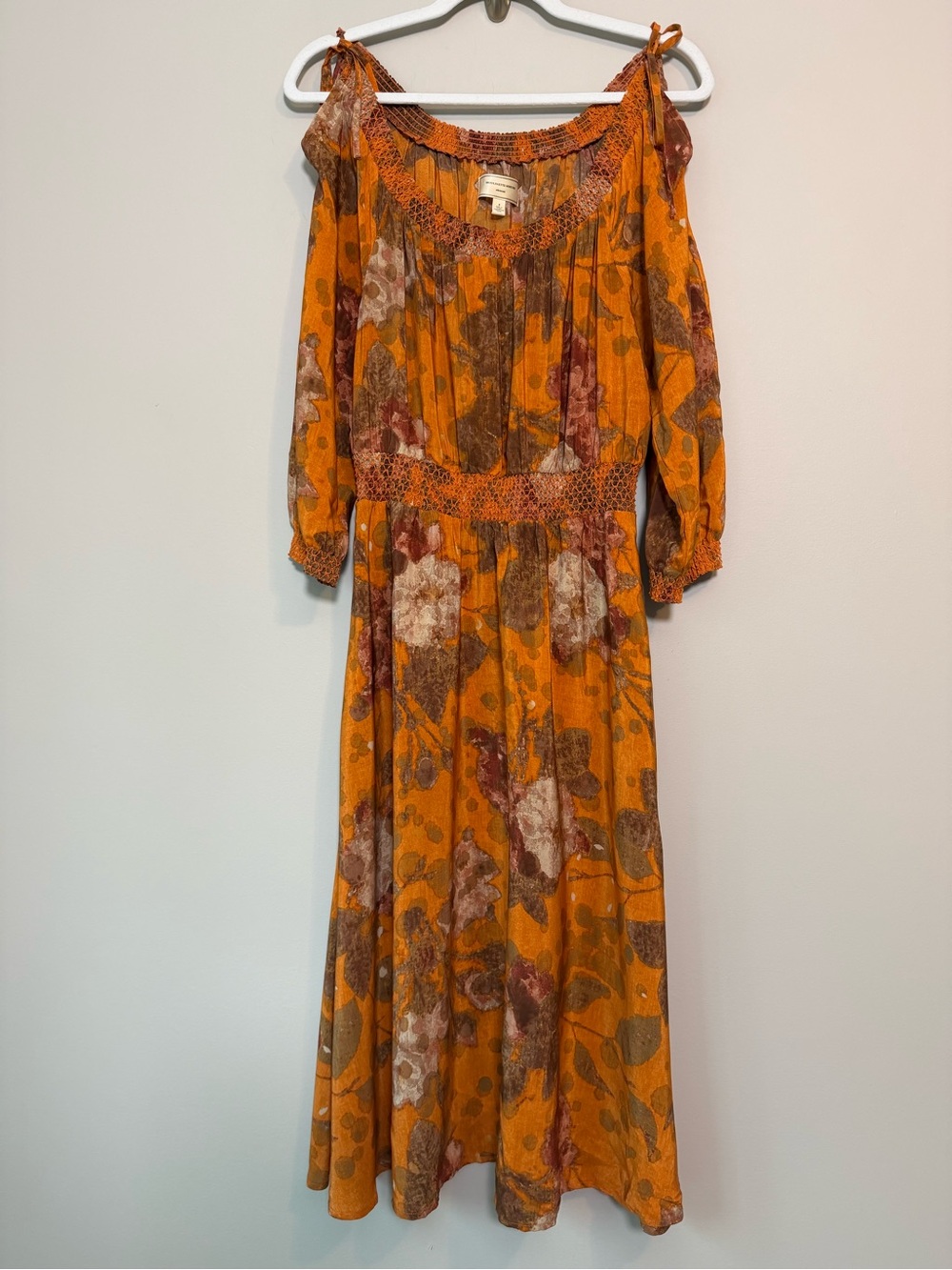 Moulinette Soeurs Silk Off Shoulder Floral Midi Dress Sz 2 VGUC